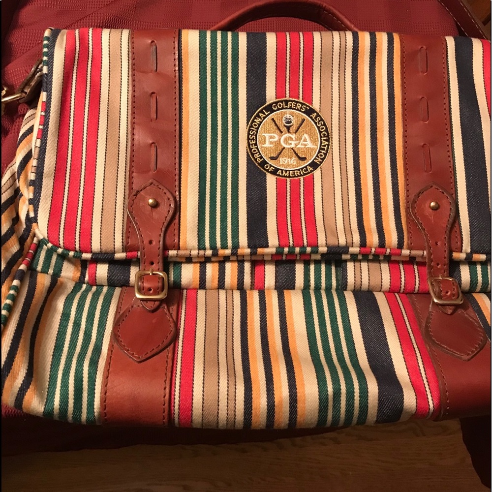 Vintage unique striped textile messenger bag PGA